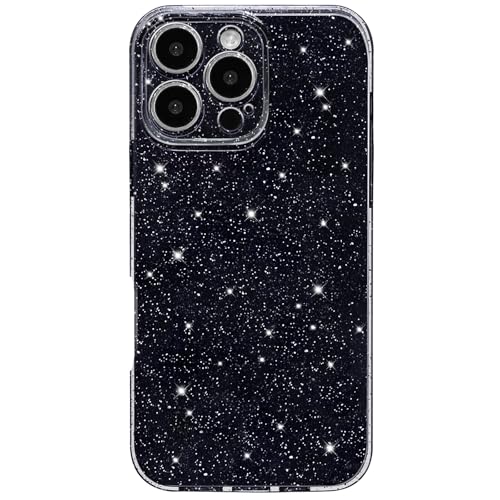 Hython Case for iPhone 16 Pro Max Case Glitter Cute Sparkly Shiny Bling Sparkle Phone Cases 6.9", Thin Slim Fit Soft TPU Bumper Shockproof Rubber Protective Cover for Women Girls Girly, Black by Hython - Used condition - US$6.25