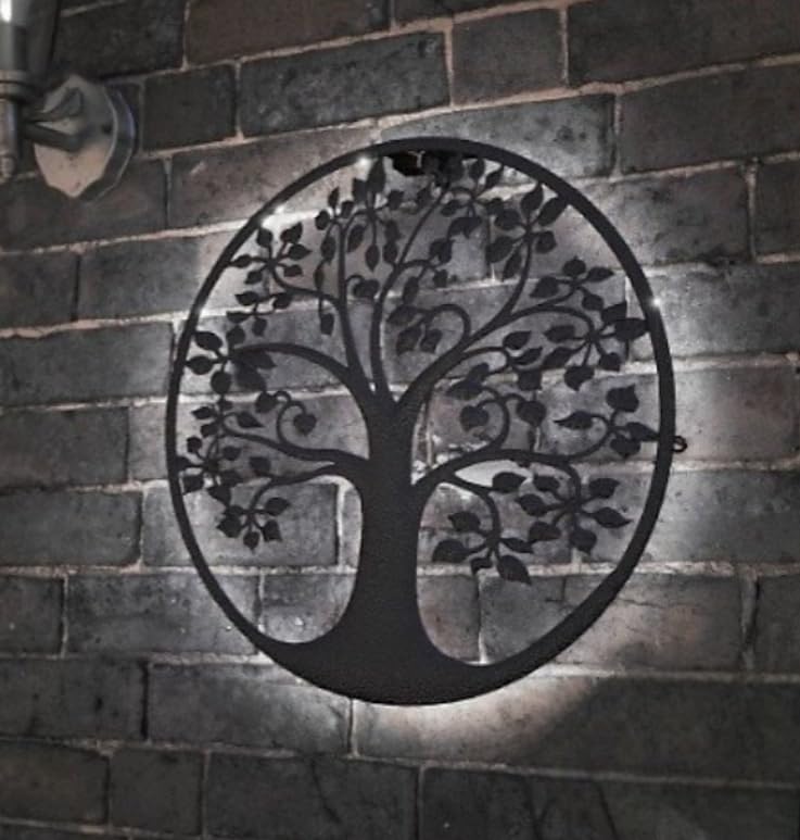 Garden Greatness - Tree of Life Solar Wall Art Light Garden Light Tree of Life Garden Solar