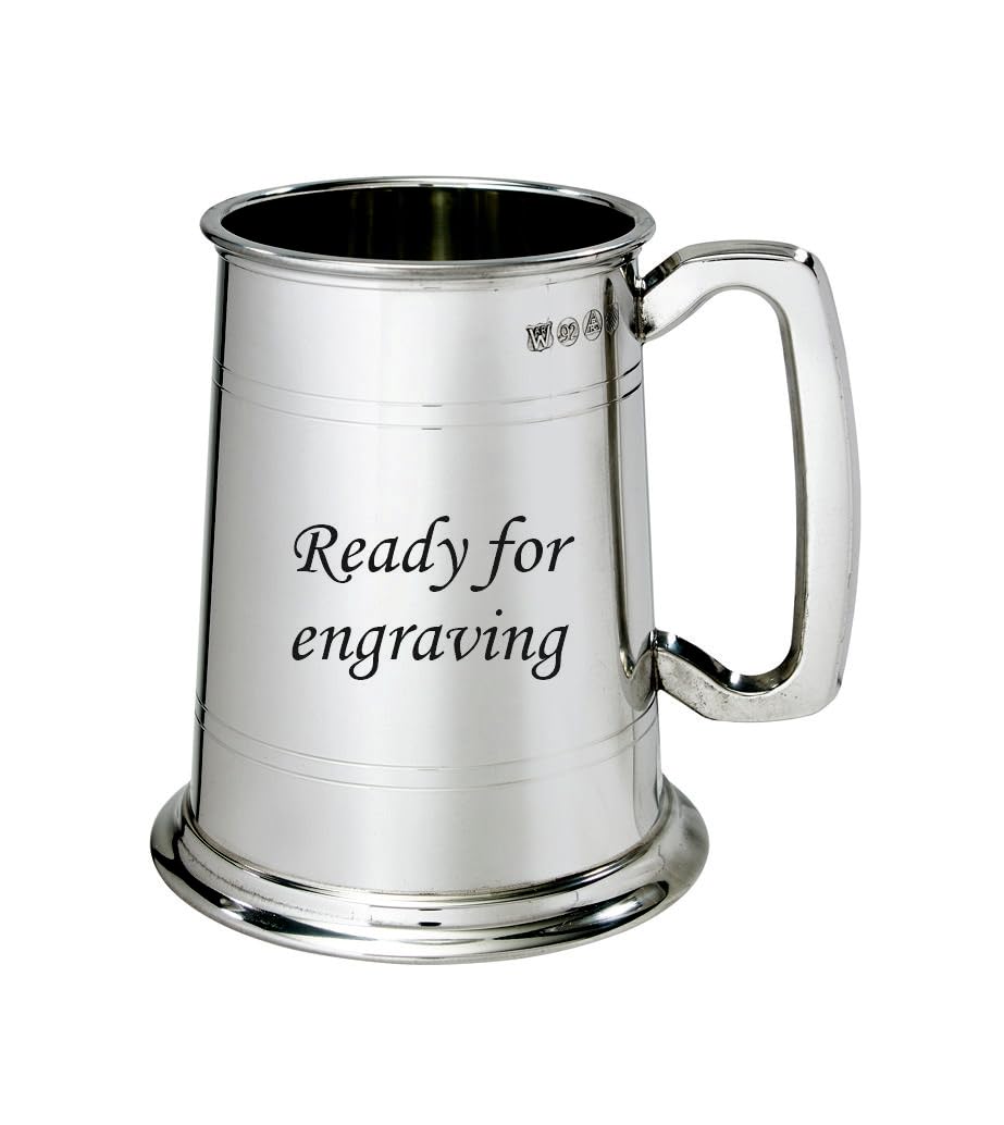 Wentworth Pewter Pewter Wentworth - Double Lined Glass Base 1 Pint Tankard (With Engraving)