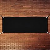 Large Blank Banners and Signs Black Banner 2 x 6 Feet DIY Sublimation Banner Decoration with Hanging Rope for Indoor Outdoor Wall Display Party(Black)