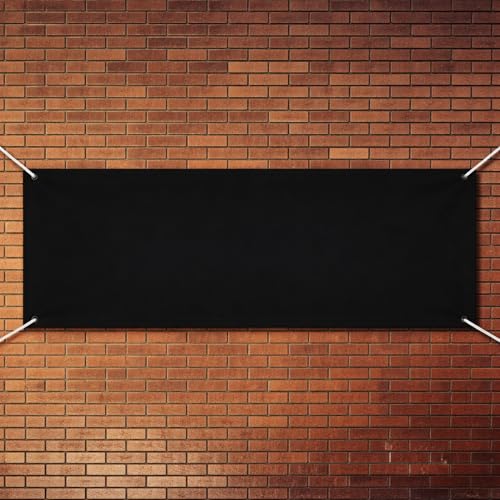 Large Blank Banners and Signs Black Banner 2 x 6 Feet DIY Sublimation Banner Decoration with Hanging Rope for Indoor Outdoor Wall Display Party(Black)