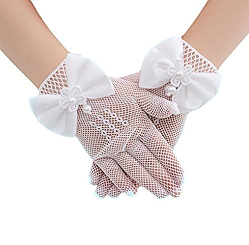 LAAT Gants Fille Feur Gants de Robe Gants de Mariage Femme Résille Gants de Mariage Communion Bal de Promo Anniversaire Partis