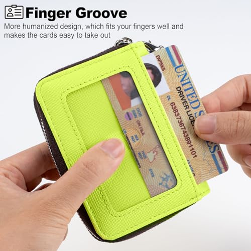 Image of Mayski Credit Card Holder, Zipper Credit Card Wallet for Women, Small Accordion Card Cases Holder, KeyChain Wallet, Business Card Holder, Apple Green