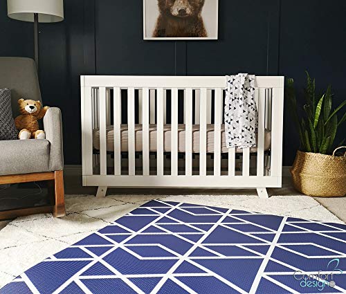 Comfort Design Mats Premium Stylish Foam Play Mat | Cushy-Soft & Thick | Easy-to-Clean, Hypoallergenic, Non-Toxic, Pet-Friendly | One Piece - Large Navy Geo Mountain