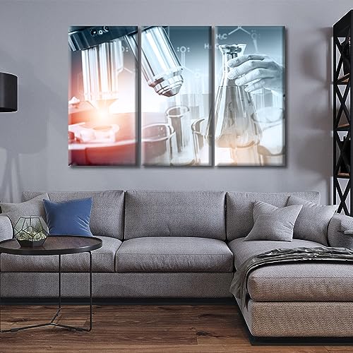 Image of 3 Panels Medical Research Laboratory Microbiology Framed Wall Art Clinical Laboratory Posters & Prints Art Prints for Wall Decor Giclee Print Stretched and Framed Ready to Hang (42 inch Wx28 H)