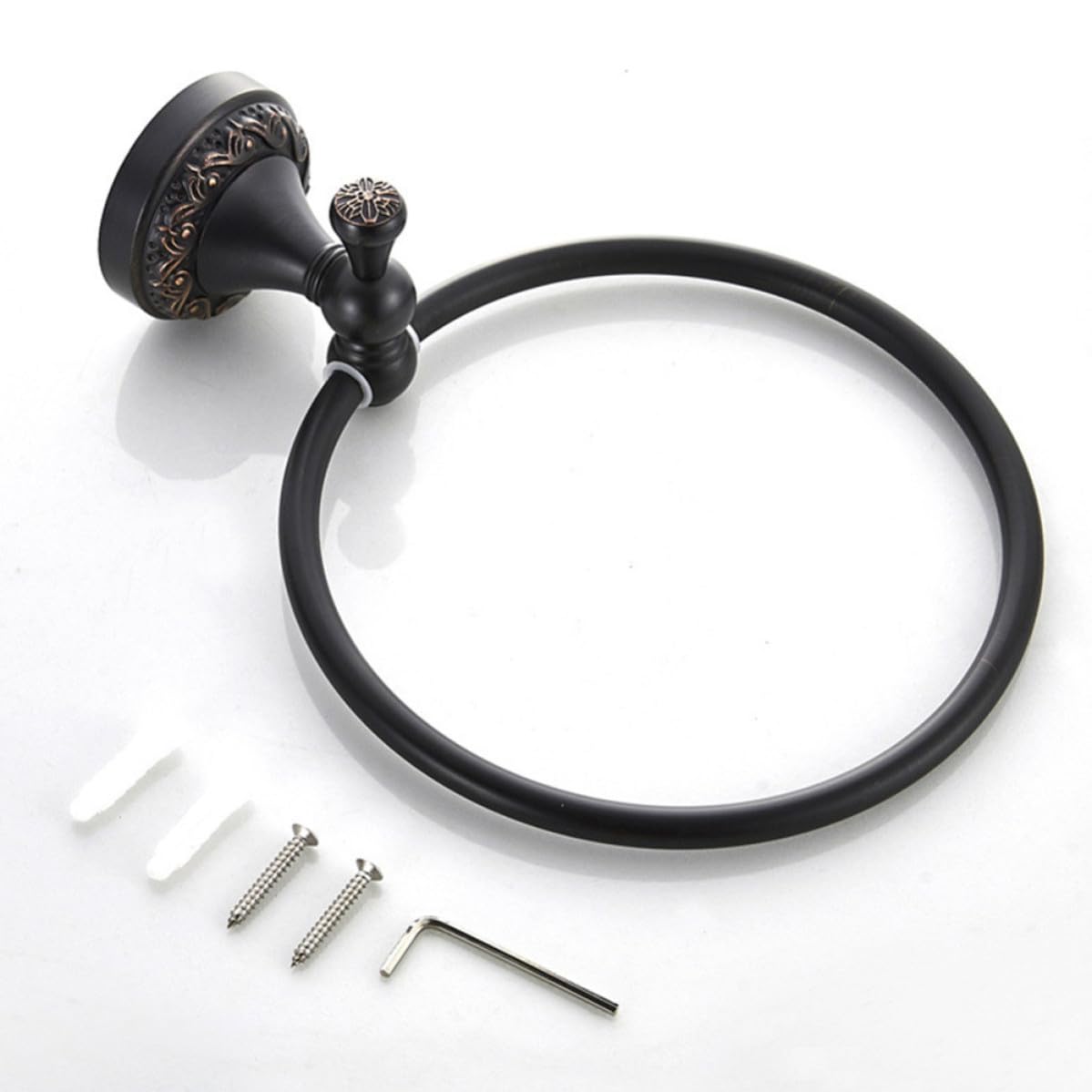 Operitacx Toallero Vintage de Cobre Negro Cepillado, Aro Redondo Resistente al Vapor y Altas Temperaturas para Baño, Montaje en Pared Tornillos de Expansión