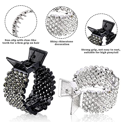 2 Pcs High Ponytail Hair Clips Metal Rhinestone Hair Claw Clip For Thick Hair, Nonslip Ponytail Buckle Hair Clip For Women Girls Fashionable Hair Accessories #TOP2