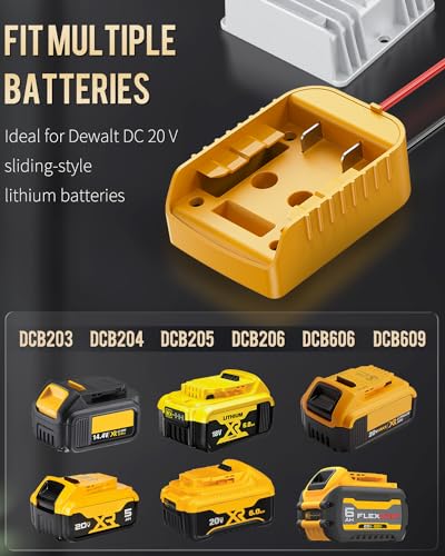 Vibit 20 V to 12 V Step-Down Converter for Dewalt Battery, DC Power Adapter, Voltage Reducer Transformer 180 W Buck Converter Regulator for Golf Cart RC Car Truck Light & DIY (with Switch)3