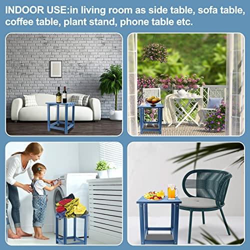 Searqing Adirondack Square Outdoor Side Table, 18"X 15"X15" Easy Assemble Weatherproof Patio End Table With Bottom Shelf For Patio, Backyard,Pool,Lawn,Deck,Balcony #TOP3