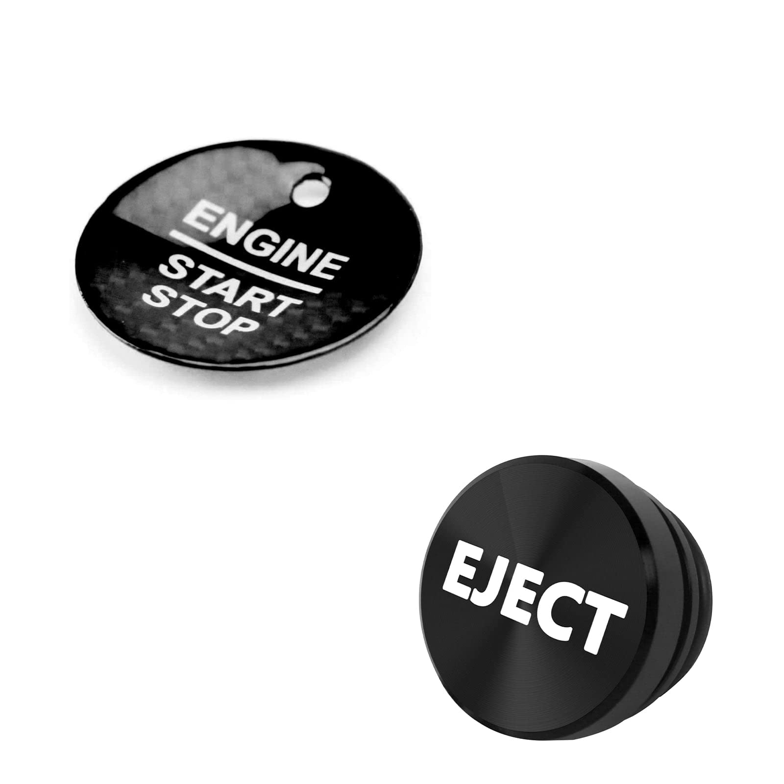 Xotic Tech Real Carbon Fiber Keyless Engine Start Stop Button + Black Cigarette Eject Button Cover Trim Panel Frame Compatible with Ford Raptor F150 Super Duty Taurus Edge Fusion Explorer Expedition