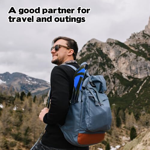 Image of Travel Folding Camping Stool, Use Height 14.6 inch and Maximum Weight 210 lbs Outdoor Portable Tripod Seat Fishing Chair Seat for Camping Fishing Hiking Gardening and Beach Garden Painting (Blue)