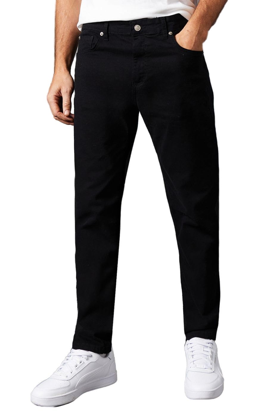 Burton Black Stretch Twill Slim Fit Jeans, 36R, Black