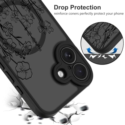 Image of KANGHAR Case for iPhone 16 Florals Pattern | [Compatible with Magsafe] Cute Blooming Flowers Protective Magnetic Case for Girls Women Men