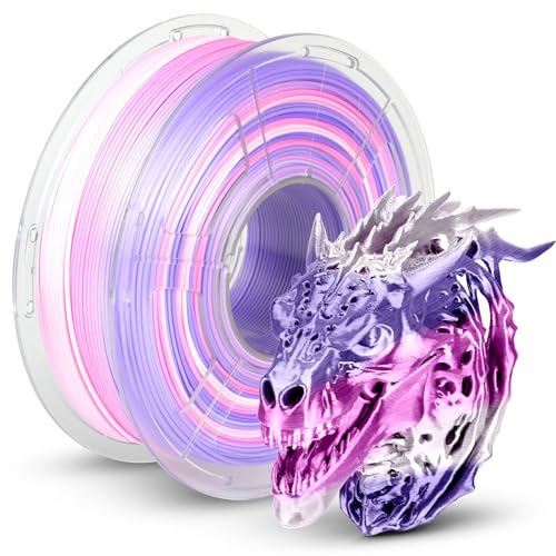 Image of TECBEARS Silk Rainbow PLA Filament 1.75mm, Gradient 3D Printer Filament, Shiny Silk Rainbow Filament, Fast Color Change Each 8 Meters, Dimensional Accuracy + /- 0.02mm(Lilac-Violet)