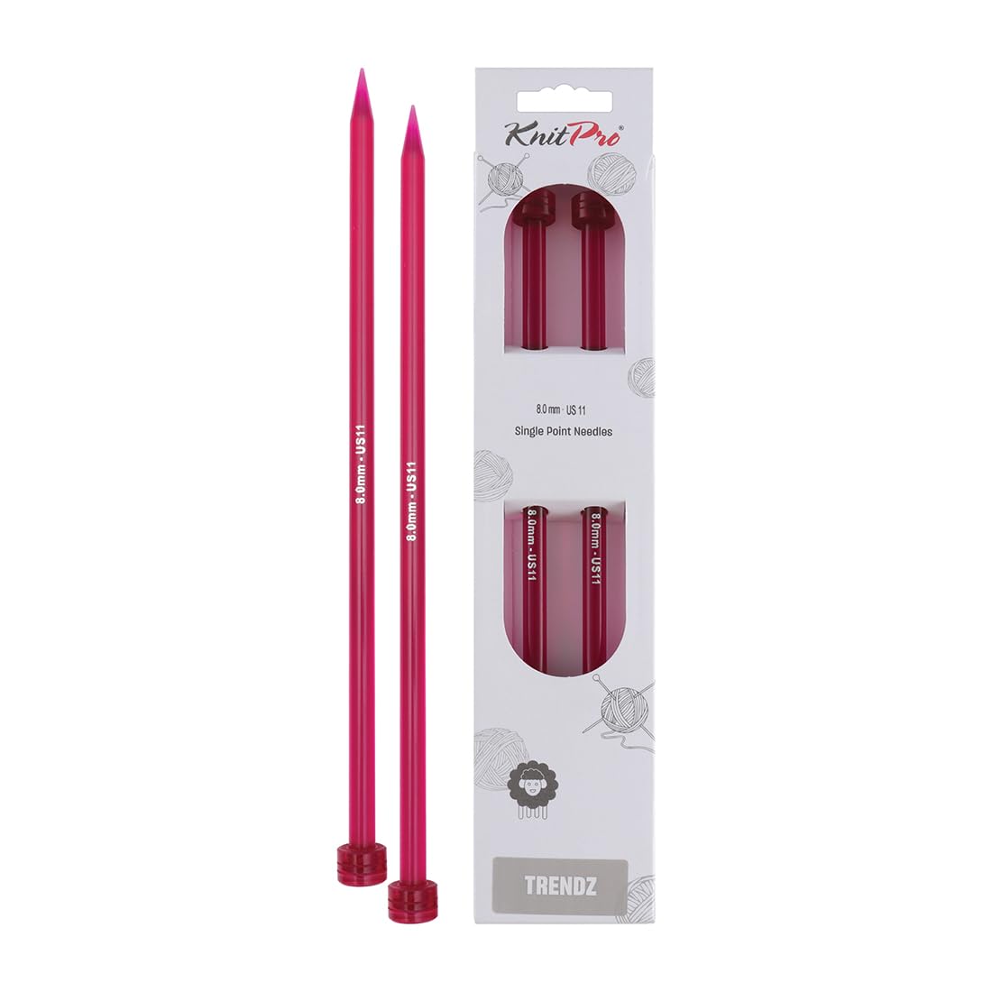 KnitPro Trendz Single Pointed Needles 12" (30cm), Purple, 8.00mm