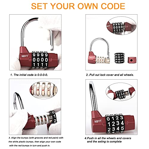 Image of Gym Locker Lock,4 Digit Combination Lock,Safety Password Padlock for School Gym Locker,Sports Locker,Fence,Toolbox,Case,Hasp Storage Green