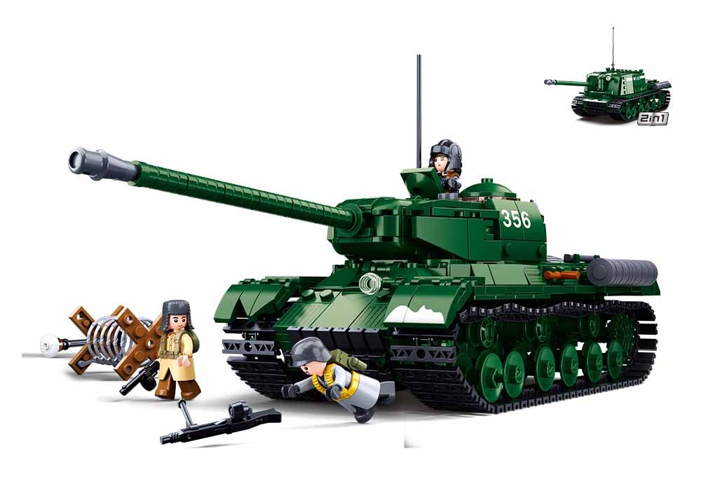 Sluban Klemmbausteine M38-B0979 Army (Battle of Budapest) -IS2 Heavy ISU Tank Destroyer 2 in 1 845 Pieces, Multi Colour