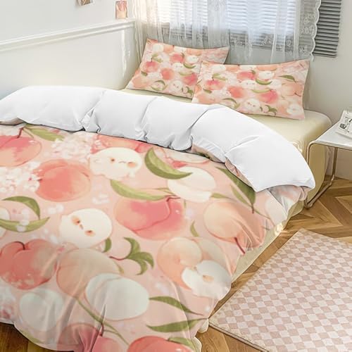 Juego de ropa de cama con diseño de frutas microfibra suave rosa 3