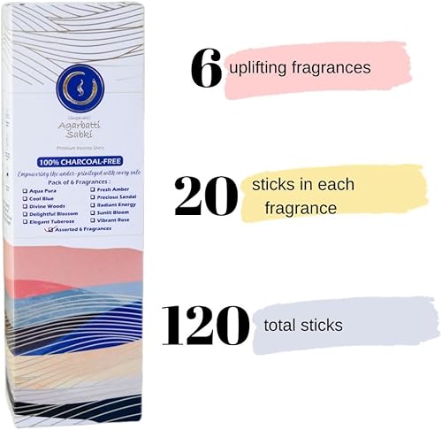 Miniatura 2 de Agarbatti Sabki Varillas de incienso de alta calidad, paquete de 6-120 varillas, sin carbón, meditación, chakras, reiki, yoga, relajación, curación