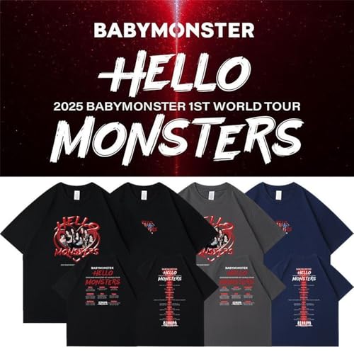 BabyMonster World Tour t-Shirt Hello Monsters Tour t Shirts Cotton Unisex Tees Premium Quality2