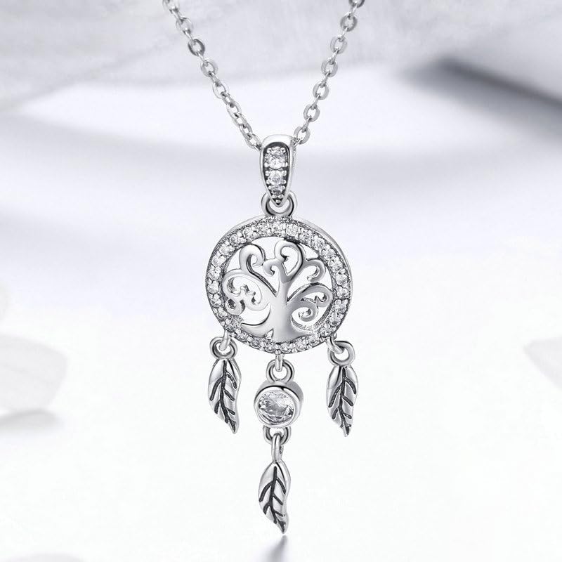 925 Sterling Silver Tree of Life Dream Catcher Pendant Necklaces for Women Sterling Silver Jewelry SSS-0220