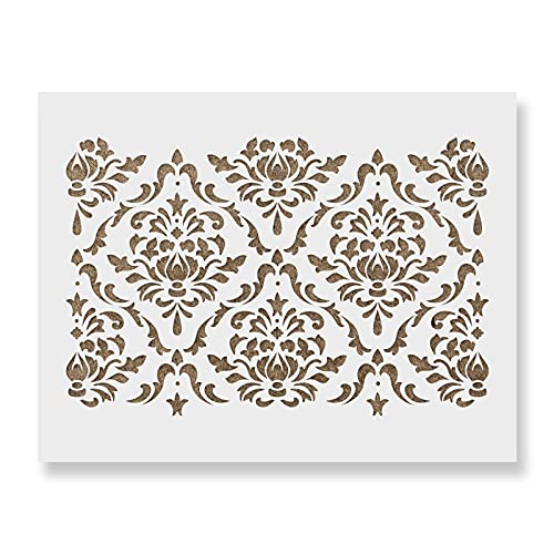 Damask Floral Stencil for Walls - Reusable Large Wall Stencils for Painting and Interior Design Work - 34.5 x 20.5 Damask Floral Stencil for Walls - Reusable Large Wall Stencils for Painting and Interior Design Work - 34.5" x 20.5"