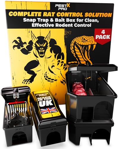 Pest-X Pro Rat Control Bundle – Shadow Trap Box 2-Pack & Venom Bait Stations 2-Pack – Safe, Reusable & Pre-Baited Rat Trap Solution for Indoors & Outdoors, Pet & Child Friendly option