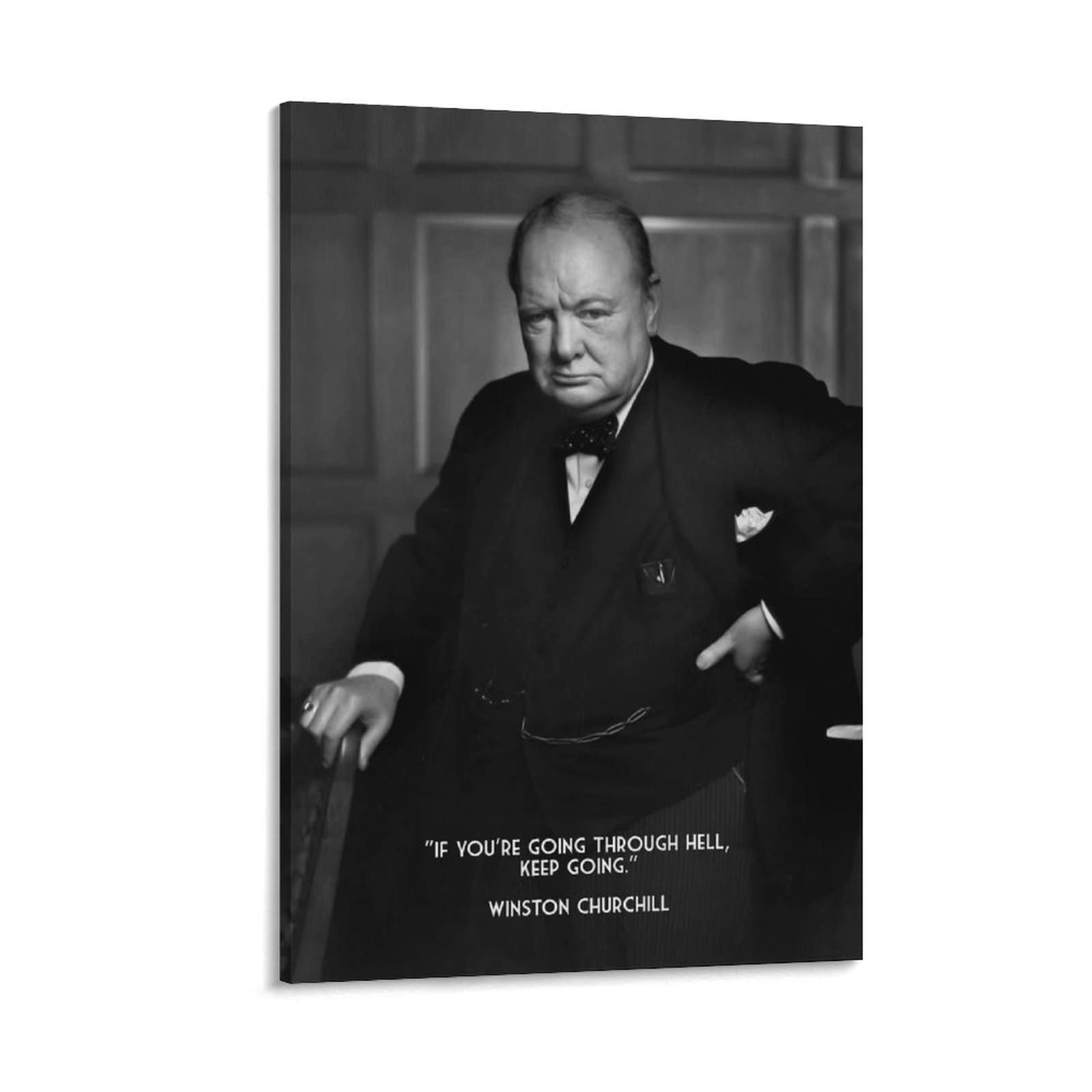 QINGYUAN Winston Churchill Motivational Inspirational Quotes Poster Canvas Wall Art Picture Print Modern Family Bedroom Decor Posters 12x18inch(30x45cm)
