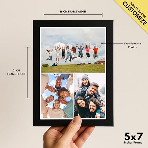 Image of Framekaari Customised Photo Frame | Personalised Gift | Custom 3-Photo Collage | Tabletop & Wall Mount | Room & Home Decor | 16x21 cm (Design-10)