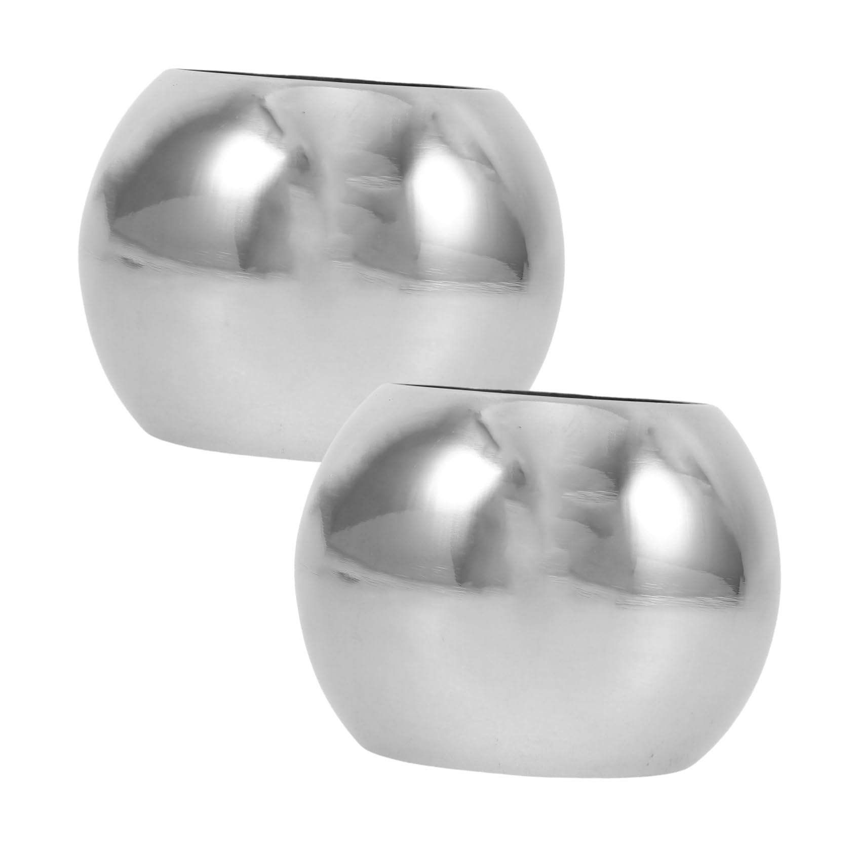 BESTonZON 2pcs Stainless Steel Hollow Balls with Central Holes Decorative Gazing Globes for Outdoor Garden Fence Weatherproof Durable Ornament for Stylish Aesthetics