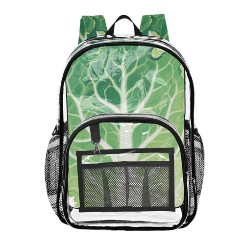 Funny Cabbage Leaf Kids Clear Backpack For School Clear Book Bags For Girls Seethrough Heavy Duty Bags