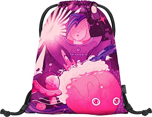 Baagl Turnbeutel für Mädchen, Sportbeutel für Kinder, Teenager, Schule und Sport Schuhbeutel, Earth Sportsack (UFO)., 8.99