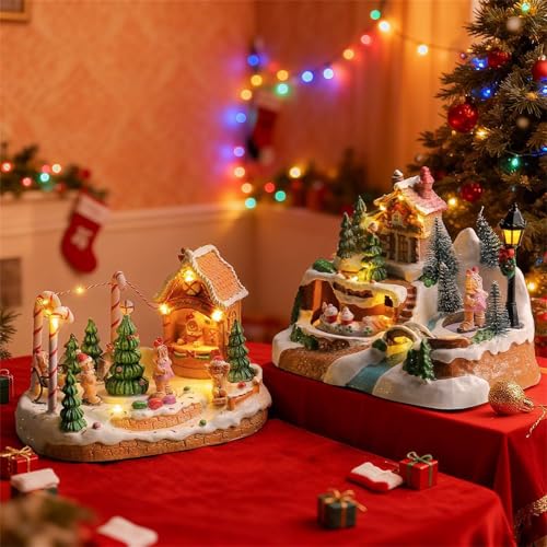 Tren giratorio de Navidad con música para decorar el salón familiar 4