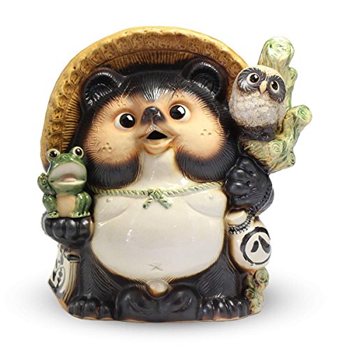 CtoC JAPAN Select 信楽焼 たぬき ふくろう カエル 置物 9020-14 陶器 幅 38cm x 奥行 25cm x 高さ 41cm 満願成就狸 13号 おしゃれ 陶器 4510542199118