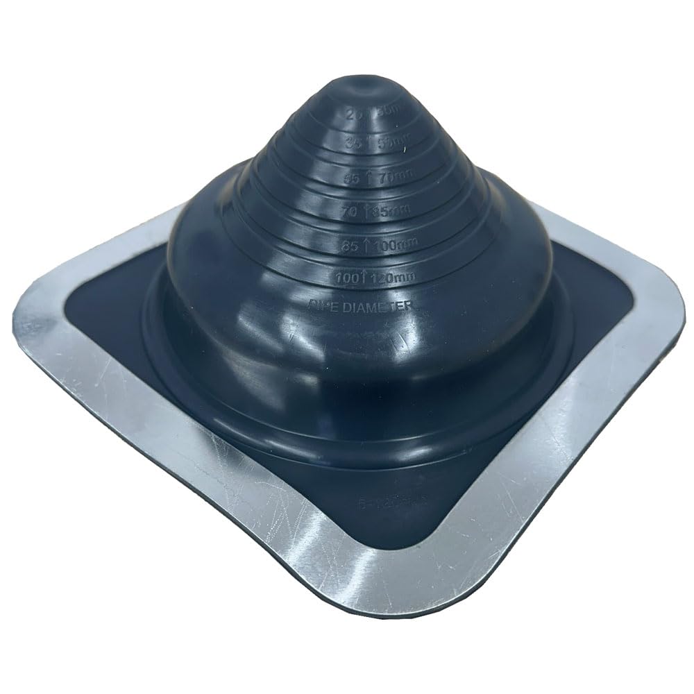 Chimsoc HT Rubber Pipe Flashing - Dark Grey High Temperature Silicone - Suits 5-120mm Diameter