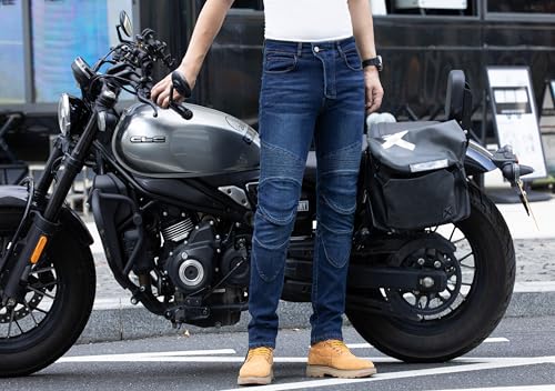 Formtrider Men'S Protective Motorcycle Jeans With Ce Armor,Elastic Denim Riding Pants For All-Season Cycling Gear,Blue,30W/31L thumb #3