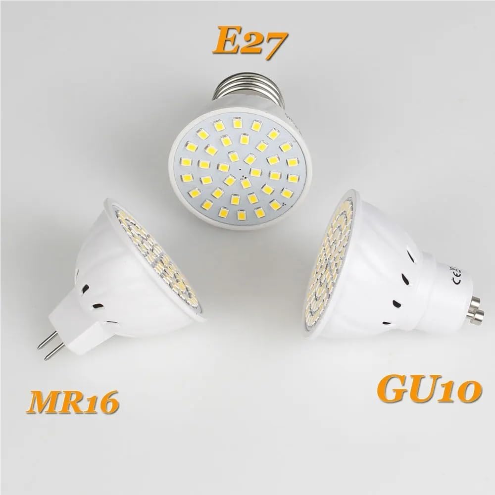 Luces de Amplio Voltaje, 10 Unidades/Lote, CC/CA 10-30 V, GU10, MR16, Bombilla LED E27, 36 54 72 LED, Foco para Interiores, Foco LED para el hogar.