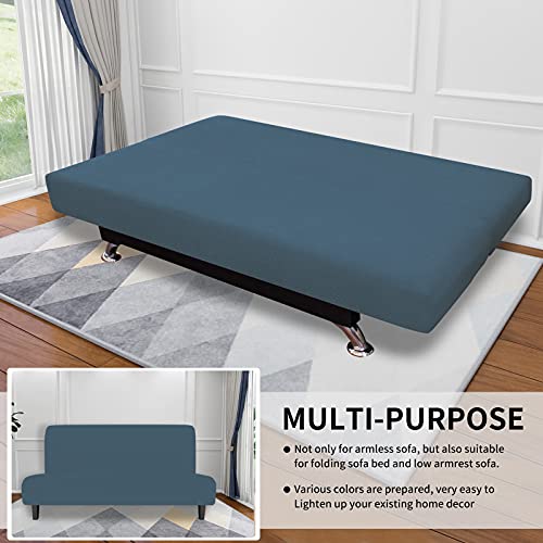 Image of Easy-Going Stretch Large Futon Slipcover Armless Futon Cover Bluestone