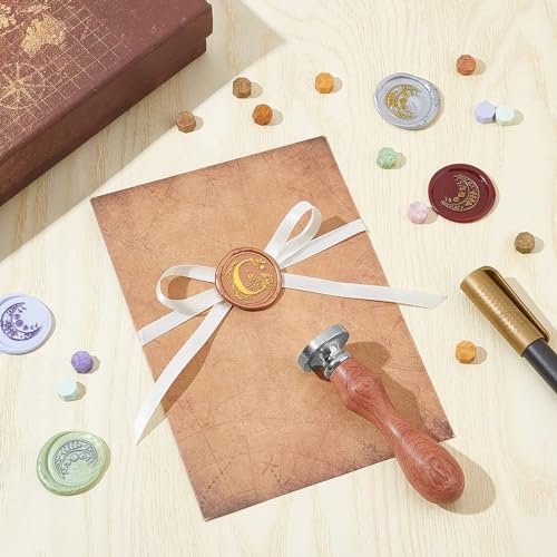 CRASPIRE Initial Alphabets C Wax Seal Stamp Letter Vintage Removable Silver Brass Sealing Stamp Heads 25mm Copper with Wooden Handle for Wedding Christmas Envelopes Invitations Card DIY Craft Gift - Image 4