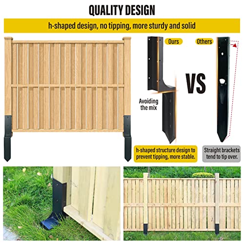 Epcee Heavy Duty Steel 4\"x4\" (Actual 3.6\"x3.6\") Fence Post Repair Kit, Fence Post Anchor Ground Spike, for Wooden Fence Post Repair and Wooden Fence Base Construction (2 Pack/Black)