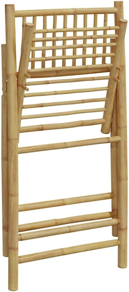 Bistro Chair Set of 2 Cream White Bamboo Standard Foldable,Folding Bistro Chairs Modern Bamboo Design with Soft Cream White Finish for Balcony, Garden & Terrace Outdoor Furniture