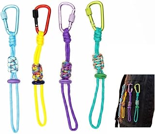4Pcs Adjustable Water Bottle Holder Lanyard Clip | EDC locking clip with sturdy paracord. Adjustable for bottles and gear. Lightweight for outdoor and daily use.