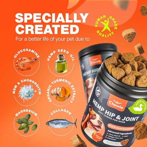 Glucosamine for Dogs - Joint Supplement for Dogs - Glucosamine Chondroitin - 180 Hip and Joint Care Mobility Chews - MSM, Turmeric - Advanced Mobility Support - Bone Health - Large and Small Breeds