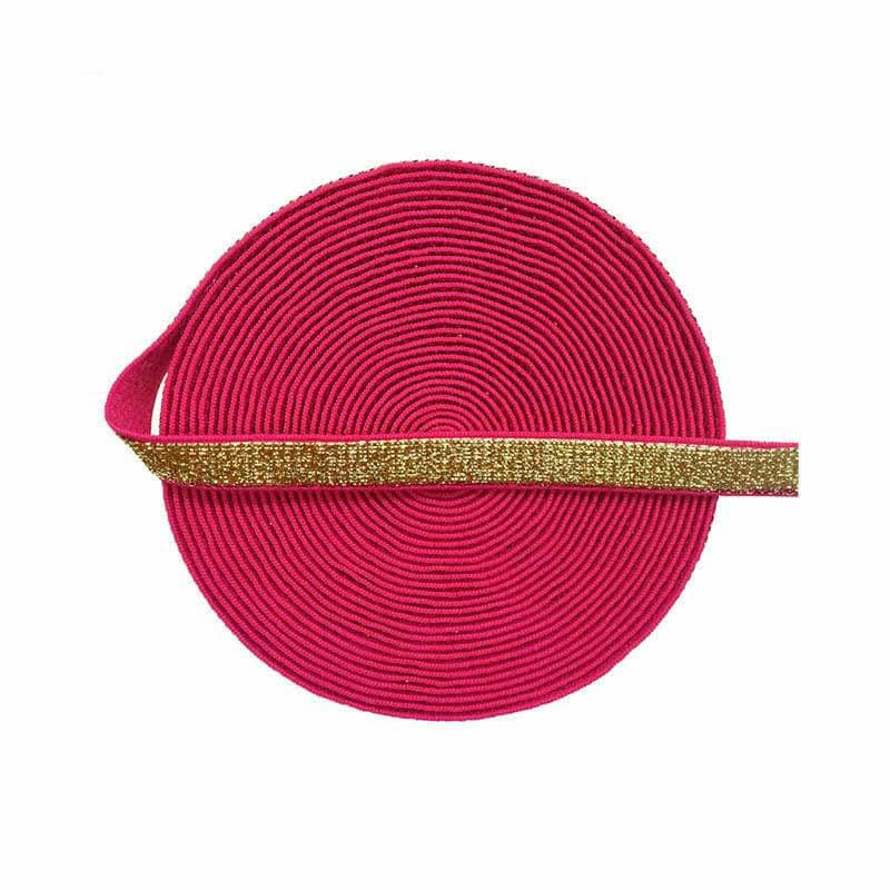Bandas elásticas de licra con purpurina metálica de 10 mm y 3/8' para diadema, tirantes de sujetador, ribete de costura para lencería, color dorado y rosa virtual, 10 mm, 10 yardas