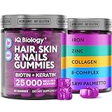 Biotin Gummies for Hair, Skin and Nails - Hair Growth Vitamins for Women & Men - Hair Loss Gummy Supplement...