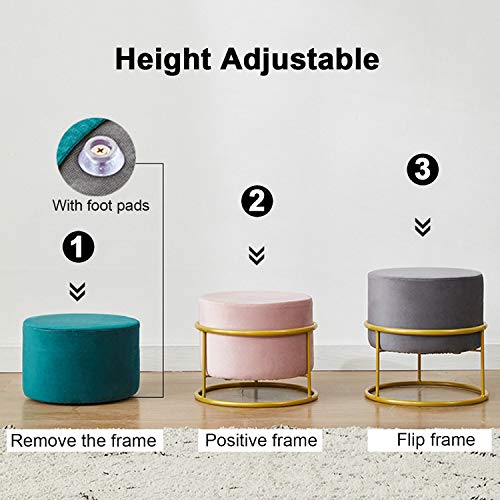 Taburete de maquillaje redondo con altura ajustable para tocador moderno 7