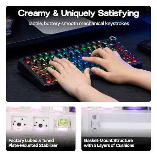 Image of EPOMAKER X Aula F75 MAX Wireless Mechanical Keyboard with TFT Screen and Knob, Gasket Keyboard in 75% Layout, Hot Swappable Gaming Keyboard for PC /Mac /Linux (Matte Black)