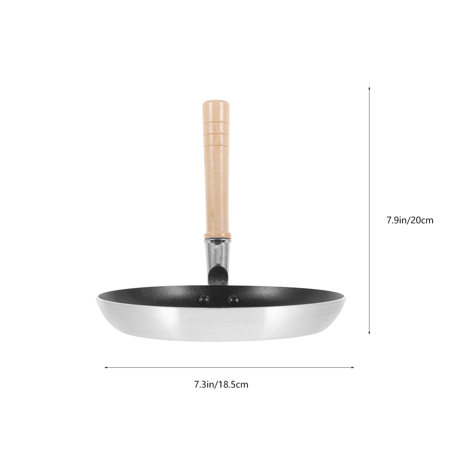 BESPORTBLE Padella Antiaderente Piccola per Uova Manico Verticale in Legno, per Cucina Giapponese e Frittate, Fondo Piatto da 19 CM Resistente al Calore