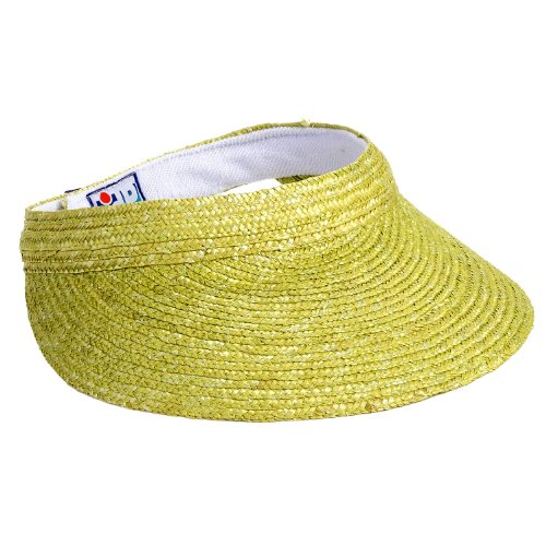 Dorfman Pacific Lime Green Straw Braid Sun Visor