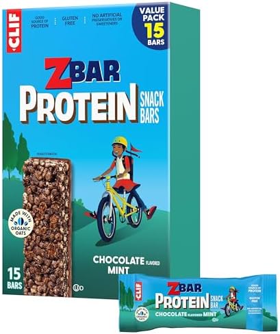 Zbar Protein Chocolate Mint Snack Bars, Gluten Free Protein Bars, 15ct